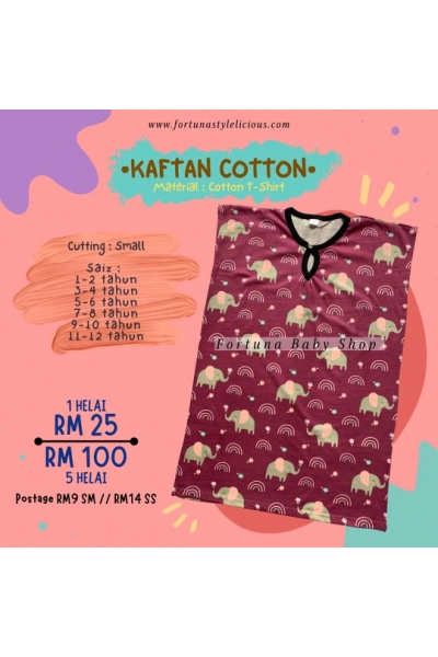 Kaftan Cotton Elephant Rainbow (Mulberry Purple)